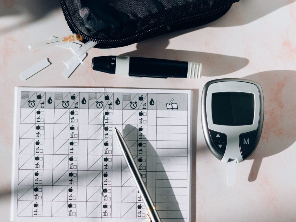 Diabetes monitoring meter and chart